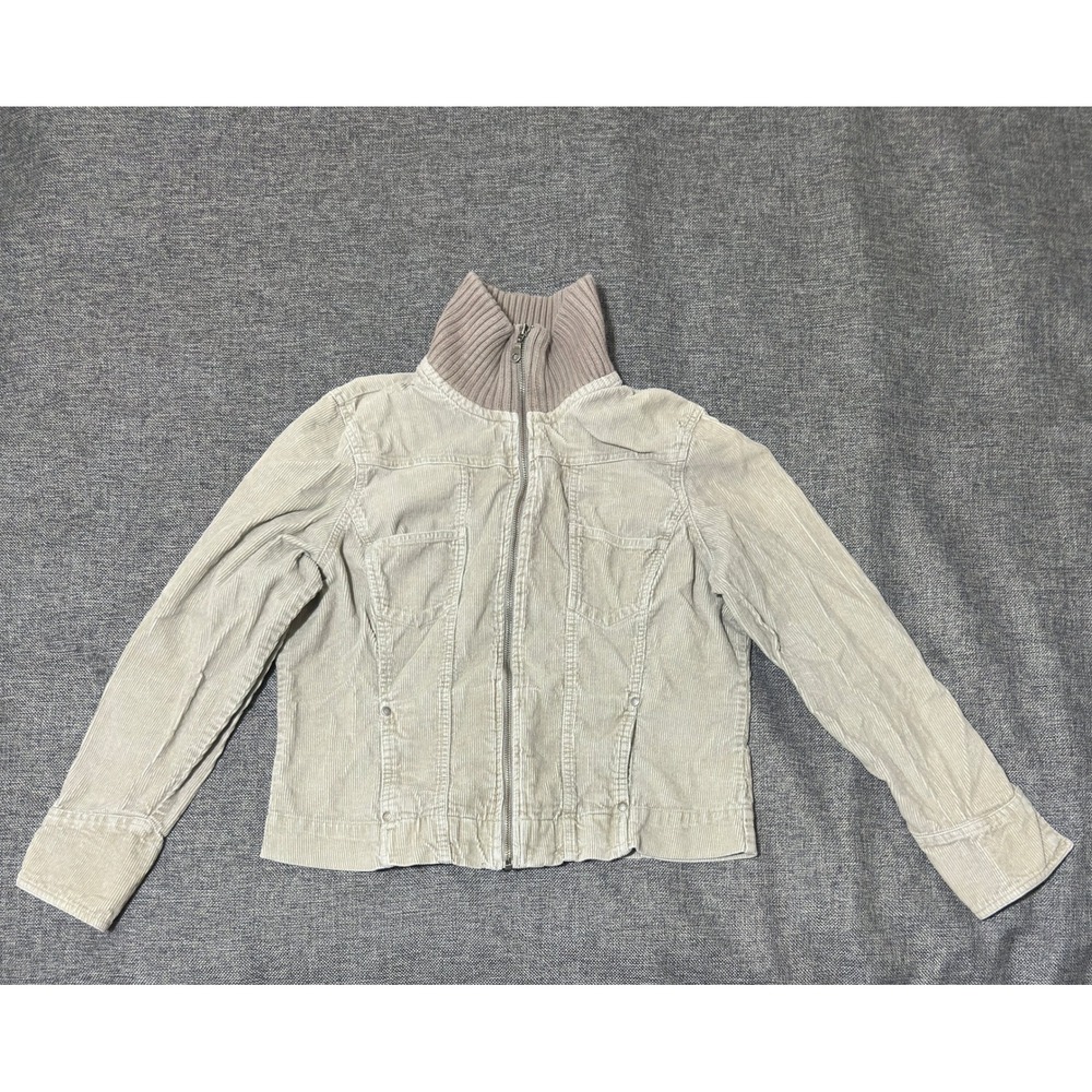 Sonoma Women XL Corduroy Jacket Tan Full Zip Ribbed Collar Cargo Pockets